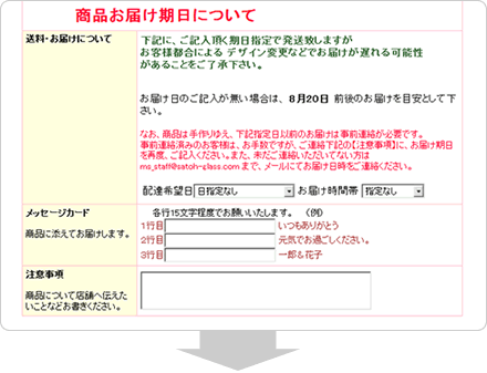 商品お届け期日指定